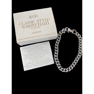 Vtg 1979 Avon Classic Style Writschain 7.5” Men’s Bracelet NOS in Box Silvertone